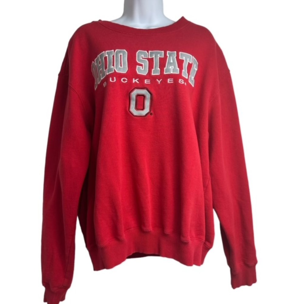 Ohio Buckeyes Colosseum Red Collegiate Embroidered Crewneck Sweatshirt XL‎